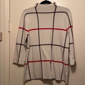 Tahari Mockneck Plaid Sweater with 3/4 sleeves
